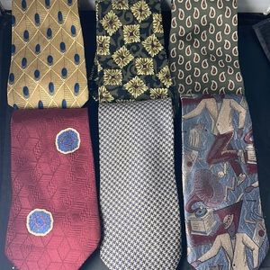 Lot of 6 ties mixed brands John Henry OMAGGIO XMI Graham & Lockwood